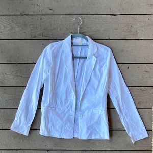 Eileen Fisher White Linen Blend Open Front Blazer XS